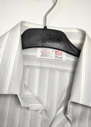 Сорочка чоловіча білого сірого кольору у смужку від бренду st.michael 164 фото