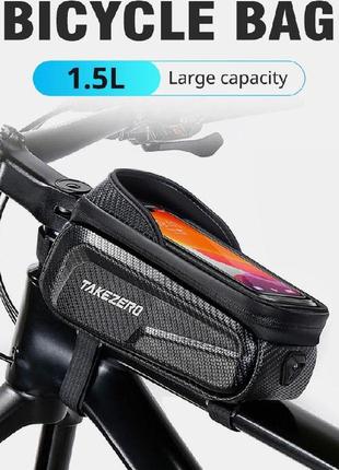 Велосумка rzahuahu на раму под смартфон 7.2" (1.5l)