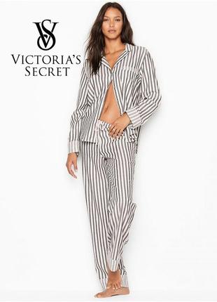 Брендовый серый фланелевый верх от пижамы victoria's secret серая в полоску с люрексом xs s1 фото