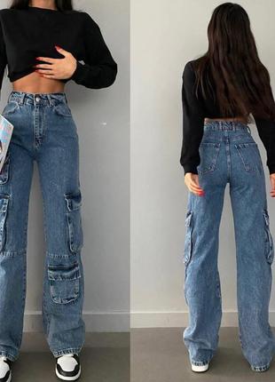 Фирменные, женские джинсы/карго. bershka. размер 3210 фото