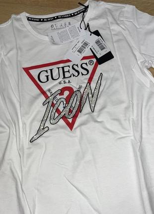 Guess роскошная белая футболка брендовая гесс оригинал2 фото