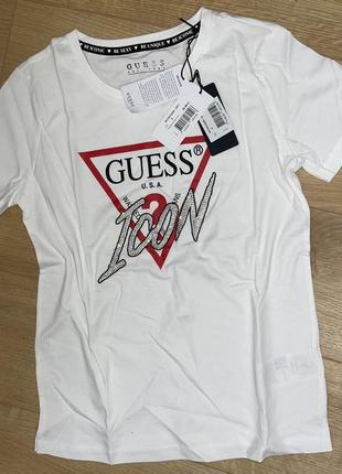Guess роскошная белая футболка брендовая гесс оригинал10 фото