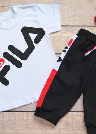 Стильный костюм футболка с бриджами из двунити  для мальчика "fila"  фила 80-98 рост