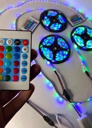 Світлодіодна стрічка багатоколірна 3528 rgb 5 м led c пультом