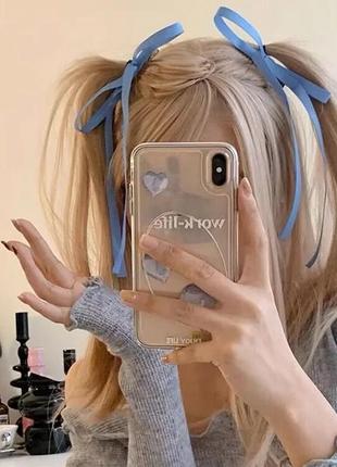 Бант черный белый голубой заколка повязка волосы