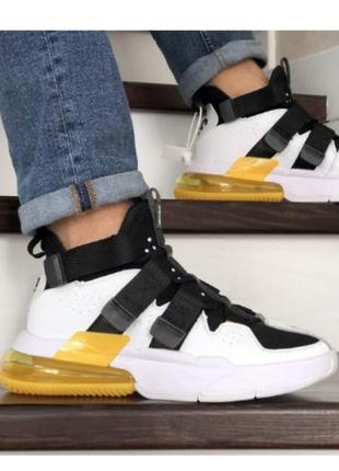 Кроссовки мужские демисезонные nike air force 270 найк форси белые с черным и желтым весна/лето/осень4 фото