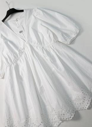 Новое белое хлопковое платье в перфорацию h&m1 фото