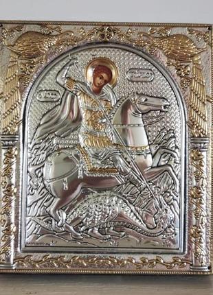 Греческая икона silver axion святой георгий победоносец ep512-010xm/p 8x9 см