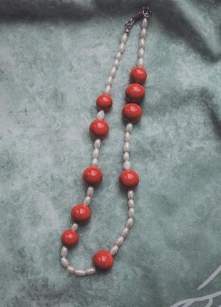 Ожерелье-чокер из жемчуга и натуральных камней1 фото