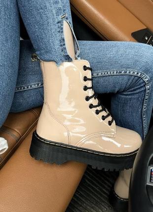 Лаковані шкіряні черевики dr. martens хутро, платформа