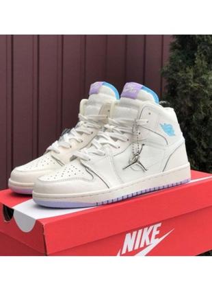 Кроссовки женские демисезонные nike air jordan high найк джордан подростковые бежевые весна/лето/осень