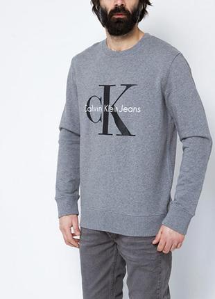 Calvin klein чоловічий світшот з великим логотипом ck big logo tommy hilfiger nike adidas puma zara m l 48 50 сірий