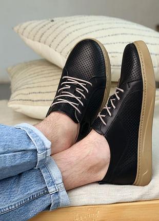 Кеды мужские кожаные черные