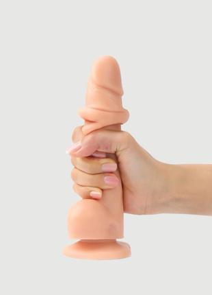 Реалістичний фалоімітатор strap-on-me sliding skin realistic dildo vanille - xxl, ефект рухливої шкі