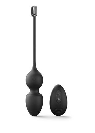 Вагінальні кульки dorcel love balls black, вібрації та рухи внутрішньої кульки, пульт дк