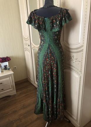 Винтаж! роскошное длинное платье сарафан в пол, рюши и оборки, лесные мотивы,4 фото