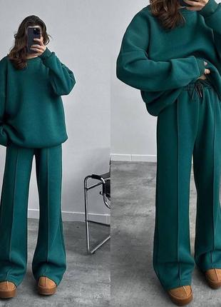 Теплый костюм oversize трехнить на флисе