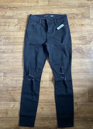 Джинси old navy high waisted pop icon black ripped skinny jeans2 фото