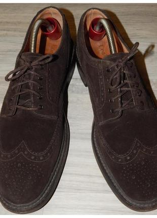 Туфлі броги дербі chester dainite коричневі із замші loake 1880