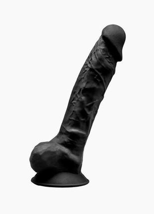 Фаллоимитатор silexd vetus black (model 1 size 8in), двухслойный, силикон+silexpan, диаметр 4,2см