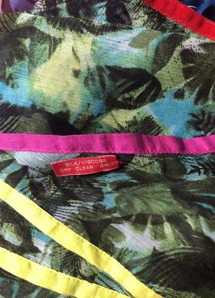 Огромный яркий шелковый палантин платок парео косынка, натуральный шёлк шелк, шелковый7 фото