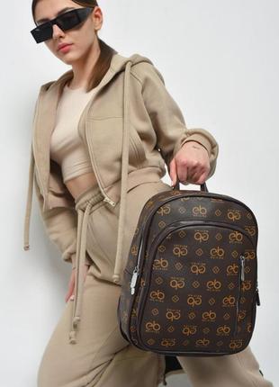 Рюкзак женский с принтом коричневого цвета разные принты4 фото