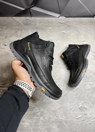 Зимние мужские ботинки ecco 39р black grey (мех) 40-44-453 фото