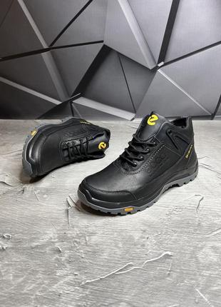 Зимние мужские ботинки ecco 39р black grey (мех) 40-44-455 фото