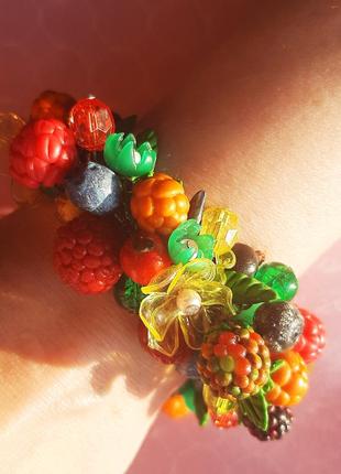 Браслет ожерелье трансформер колье цветы красив ягоды листья hand малина смородина черника ежевика4 фото