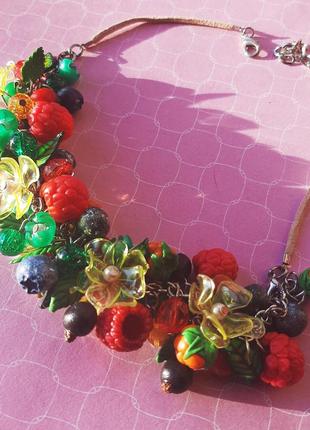 Браслет ожерелье трансформер колье цветы красив ягоды листья hand малина смородина черника ежевика2 фото