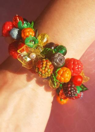 Браслет ожерелье трансформер колье цветы красив ягоды листья hand малина смородина черника ежевика8 фото