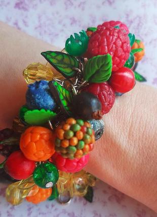 Браслет ожерелье трансформер колье цветы красив ягоды листья hand малина смородина черника ежевика3 фото