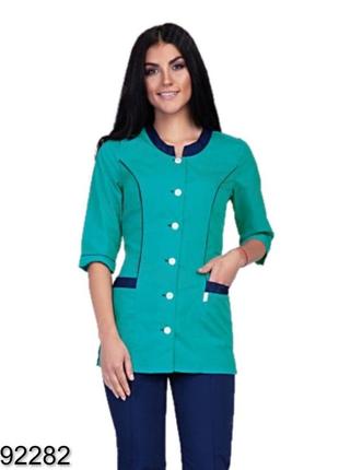 Костюм медичний, р.40-74, батист, м'ятний/синій, жіночий спецодяг, 892282