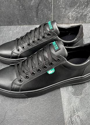 Чоловічі шкіряні кеди чорні lacoste кеди весна осінь демісезонні з натуральної шкіри