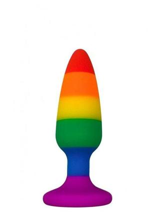 Силіконова анальна пробка wooomy hiperloo silicone rainbow plug s, діаметр 2,4 см, довжина 9 см, радуга