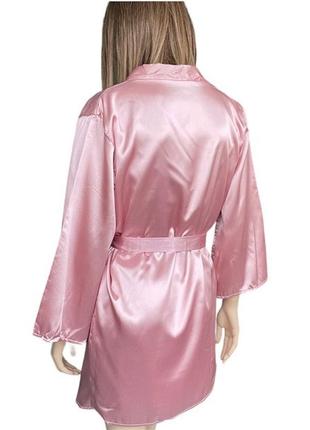 Пеньюар с халатом и стрингами атлас s tingmei розовый4 фото