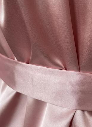 Пеньюар с халатом и стрингами атлас xs tingmei розовый5 фото