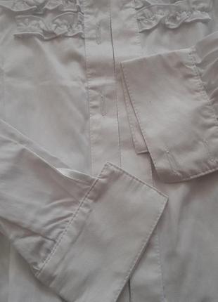 Нарядная белая школьная рубашка блузка с оборками звездочка5 фото