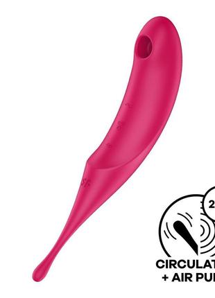 Вібратор для клітора з вакуумною стимуляцією satisfyer twirling pro red