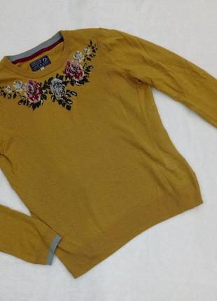 Светр joules knitwear в жовтому кольорі декорований квітами у горловини2 фото