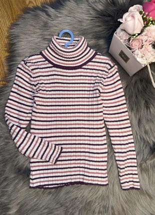 Стильный качественный теплый гольф свитер под шею водолазка в рубчик для девочки 4/5р nutmeg1 фото
