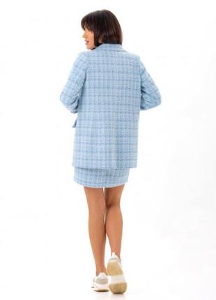 Предзаказ! полная 100% предоплата! пиджак женский двубортный твидовый, оверсайз, голубой9 фото