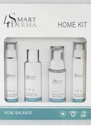 Набір acne balance smart4derma від акне : гель, тонік, крем денний, крем нічний