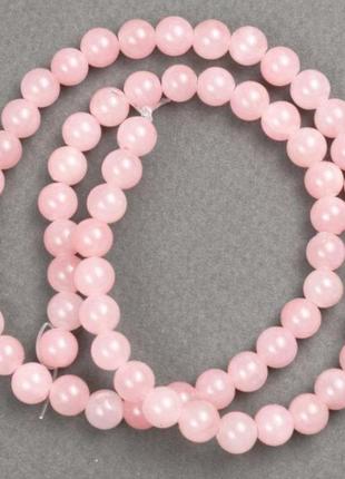 Намистины на леске розовый кварц (им) гладкий шарик d-6мм+- l-40см+-