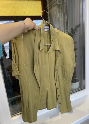 Женская блузка зеленого цвета (светлый хаки)4 фото
