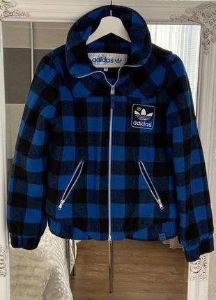 Винтажный adidas originals blue plaid wool jacket1 фото