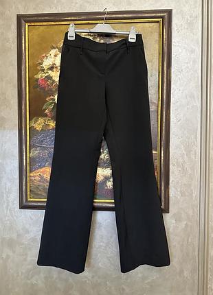 Брюки широкие классические со вставками кожи