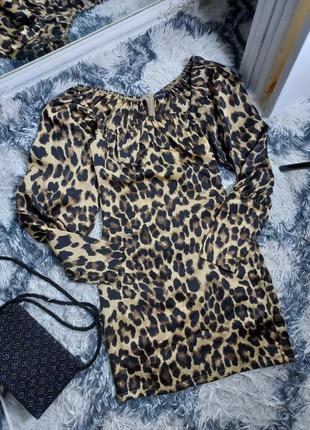 Сукня в леопардовий принт платя леопард платье с длинным рукавом2 фото