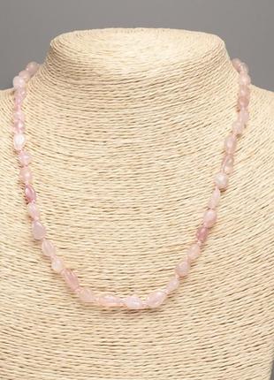Ожерелье розовый кварц натуральный камень галатика d-8х6мм+- l-48см+-