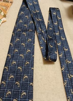 Високоякісна брендова стильна краватка дельфіни шовк 100%